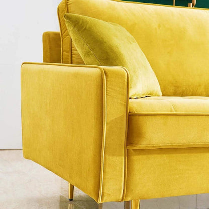 Modernes Samt Sofa 2-Sitzer – Gelb, Einfach Aufbauen