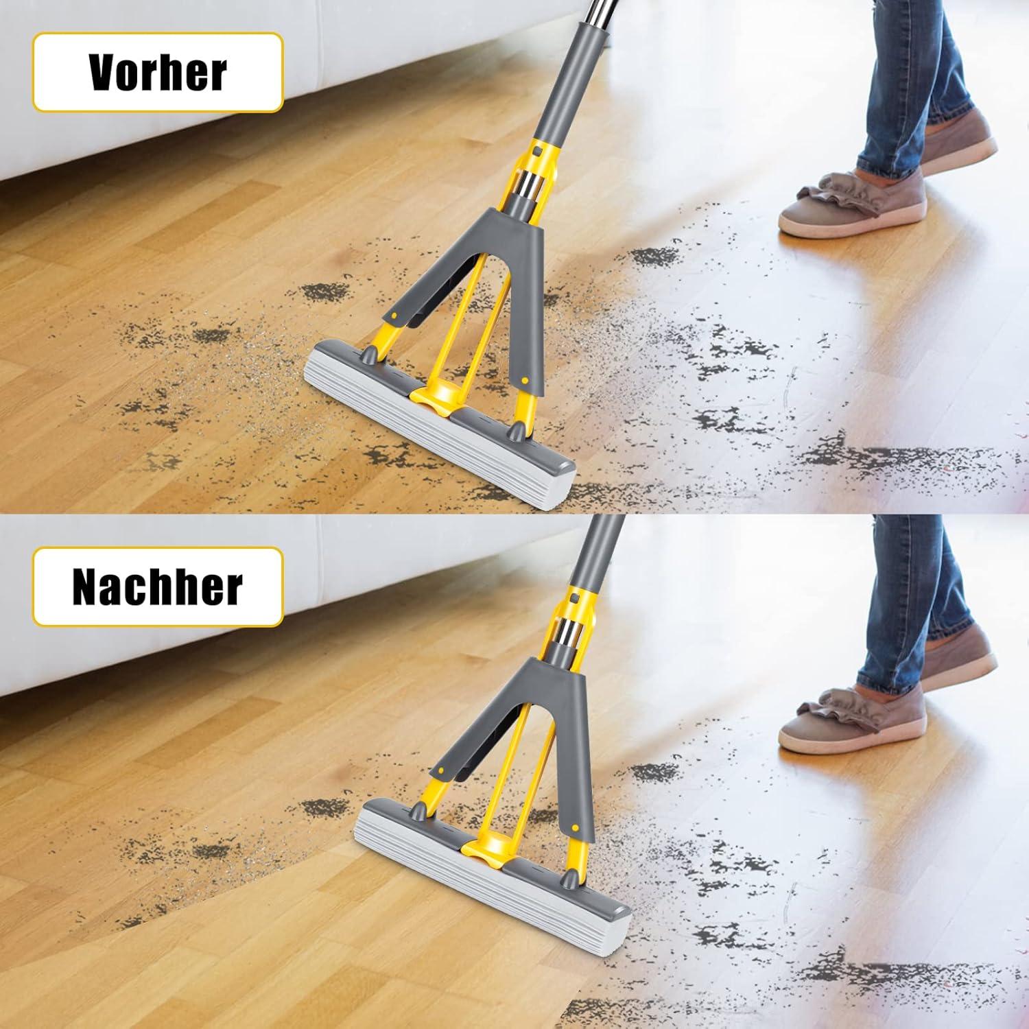 Wischtuch mit Auswringfunktion und 3 PVA-Schwammköpfen
