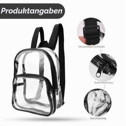 Transparenter Mini Rucksack – Wasserdicht & Vielseitig Schwarz