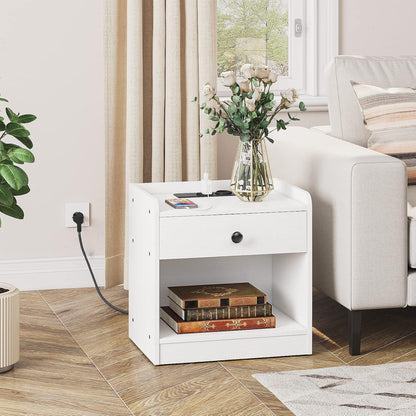 Nachttisch mit Ladestation und Schublade, USB-Anschlüsse, offene