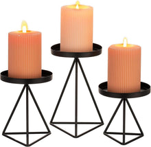 Schwarzer Vintage Metallkerzenständer 3er Set für Stumpenkerzen