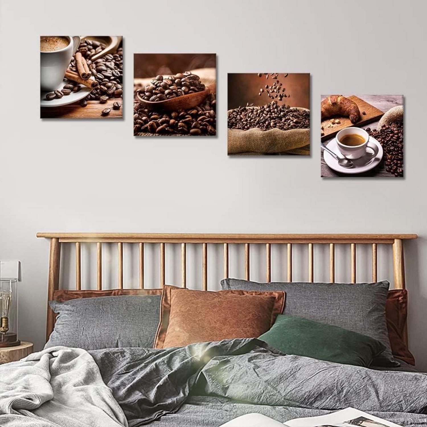 Leinwandbild Kaffeebohnen Kaffee Motiv 30x30cm Küche Wohnzimmer Bad