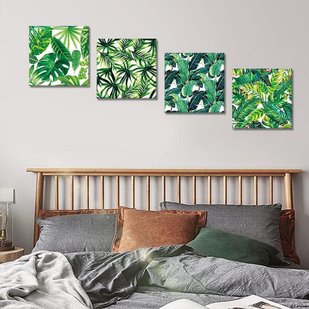 Moderne Leinwandbilder Grüne Blätter 4-teilig 30x30cm