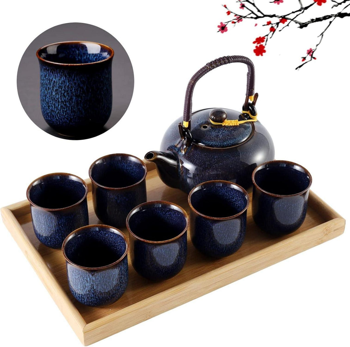 Japanisches Porzellan Teeservice Set dunkelblau Permanentlink