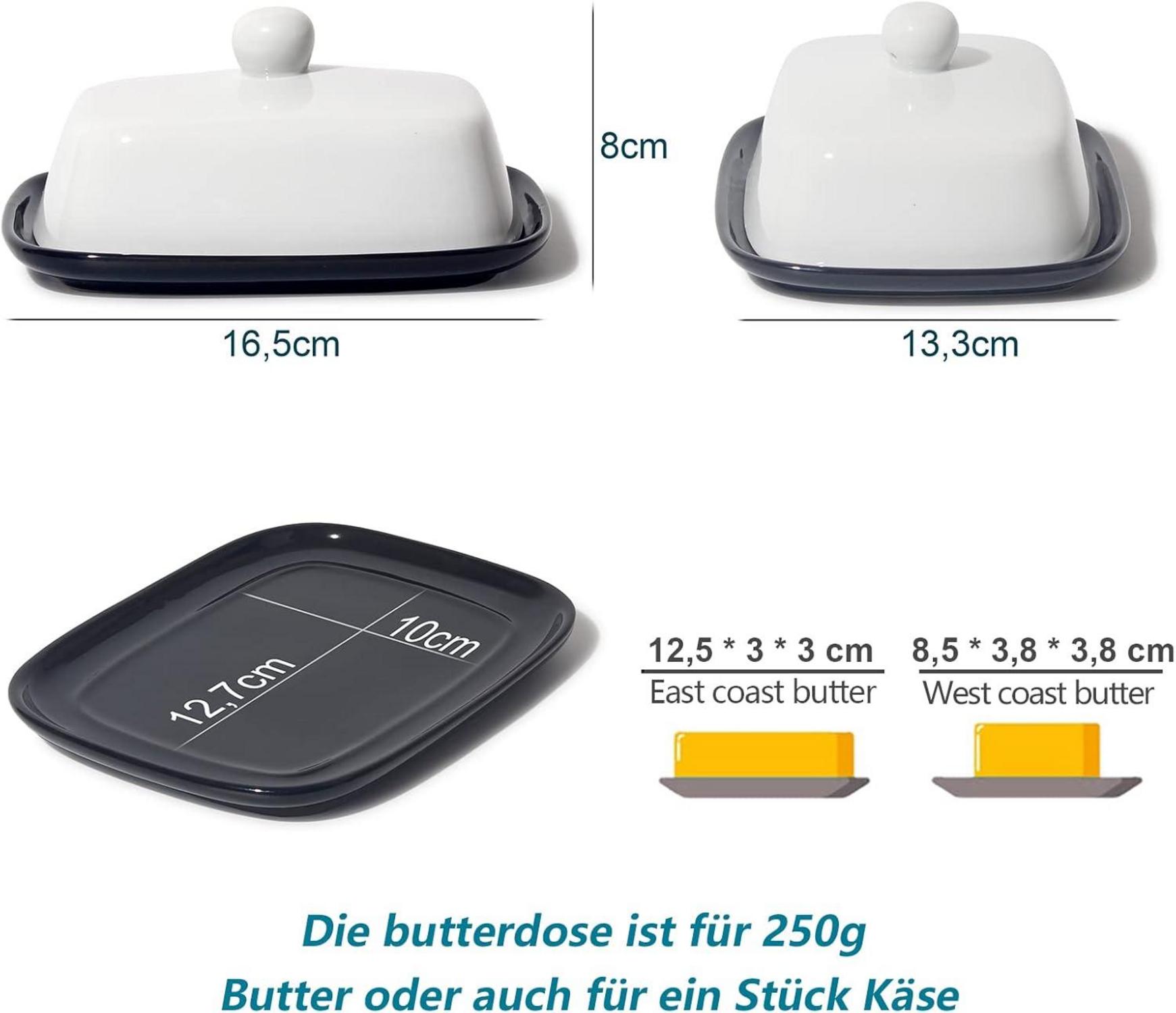 Hochwertige Butterdose Keramik 250g
