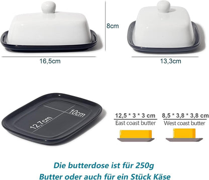 Hochwertige Butterdose Keramik 250g