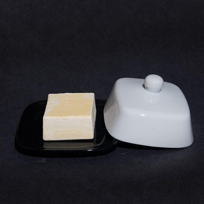 Butterdose Keramik Schwarz-Weiß 250g