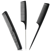 Schwarze Kohlefaserkämme Set, Feiner Zahn, Styling, Antistatisch