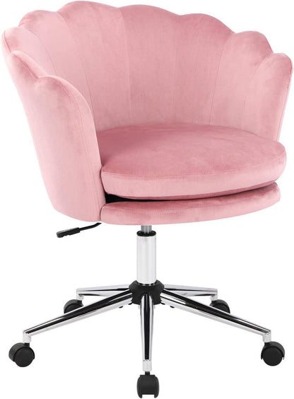 Ergonomischer Samt-Bürostuhl mit Rädern, Höhenverstellbar, Rosa/Schwarz