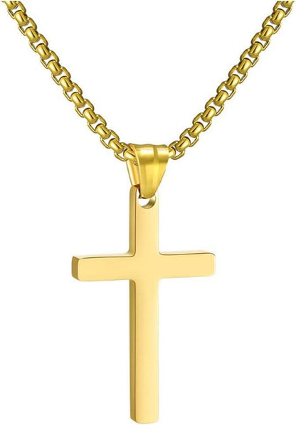 Elegante Kreuzkette Edelstahl Anhänger Halskette-24.0 Zoll