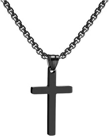 Kreuzkette Edelstahl Silber Gold Schwarz Anhänger Halskette Men Damen
