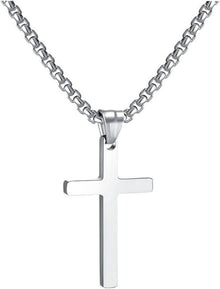 Kreuzkette Edelstahl Anhänger Halskette Schmuck Damen Herren Silber