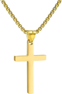 Kreuzkette Edelstahl Herren Damen Anhänger Halskette Schwarz Gold