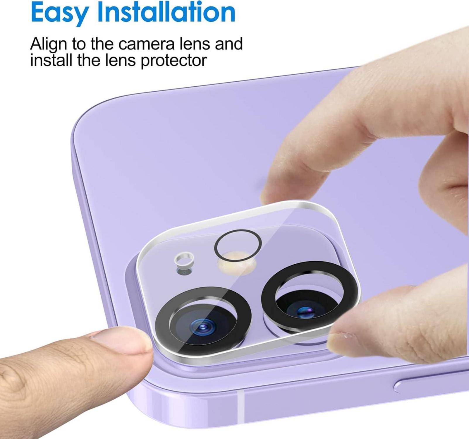 Kameraschutz für iPhone 11 6,1 Zoll und iPhone 12 mini 5,4 Zoll, 9H Gehärtetes Glas, Ultra HD Klar, Anti-Kratzer, 3