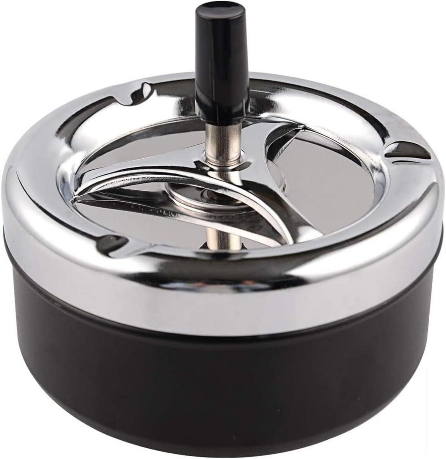 Aschenbecher mit Deckel Drehbar Tischaschenbecher Schwarz 360 Grad