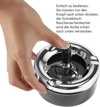 Moderner Drehaschenbecher mit Deckel, Outdoor Windaschenbecher, Schwarz