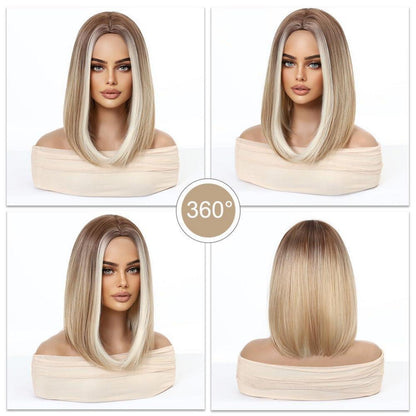 14 Zoll Bob Perücke Ombre Blonde mit Braunen Wurzeln