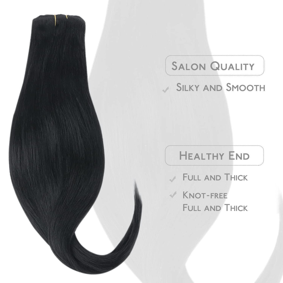 Clip-in Echthaarverlängerung Tief Schwarz 40cm - 75g