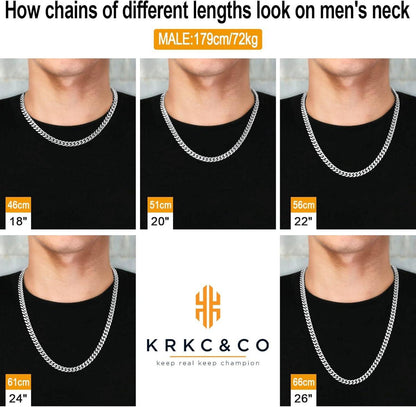KRKC&CO Panzerkette Herren 18K Gold Cuban Link Chain 8/12/14mm 50.8cm