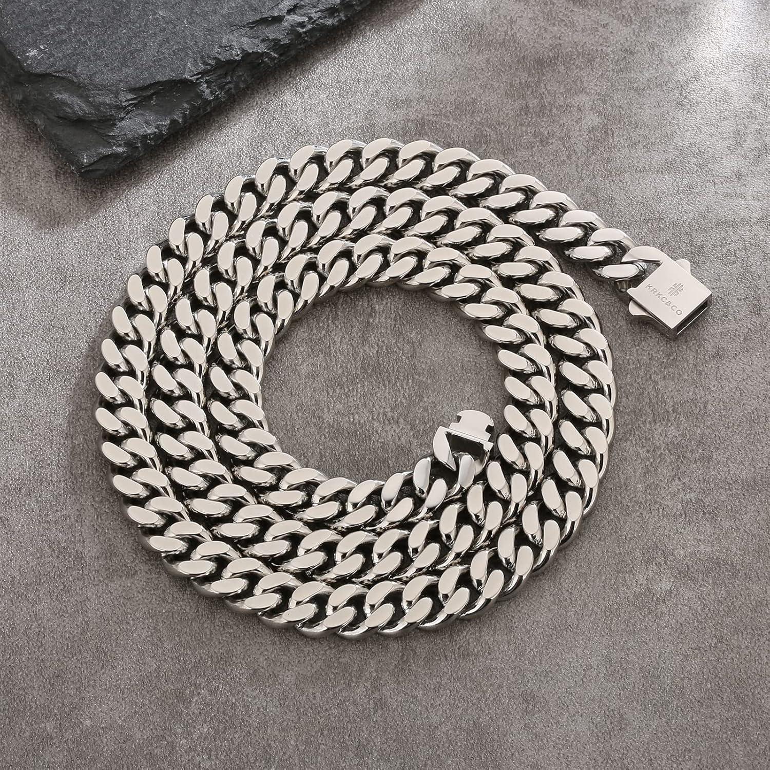 KRKC&CO Panzerkette Herren 18K Gold Cuban Link Chain 8/12/14mm 50.8cm