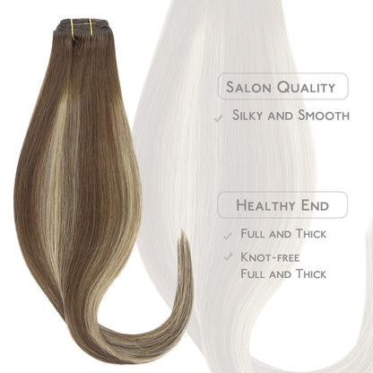 Clip-in Echthaar Extensions Balayage Schoko-Blond 40cm