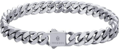 Cuban Armband Herren 8mm Edelstahl Weißgold beschichtet