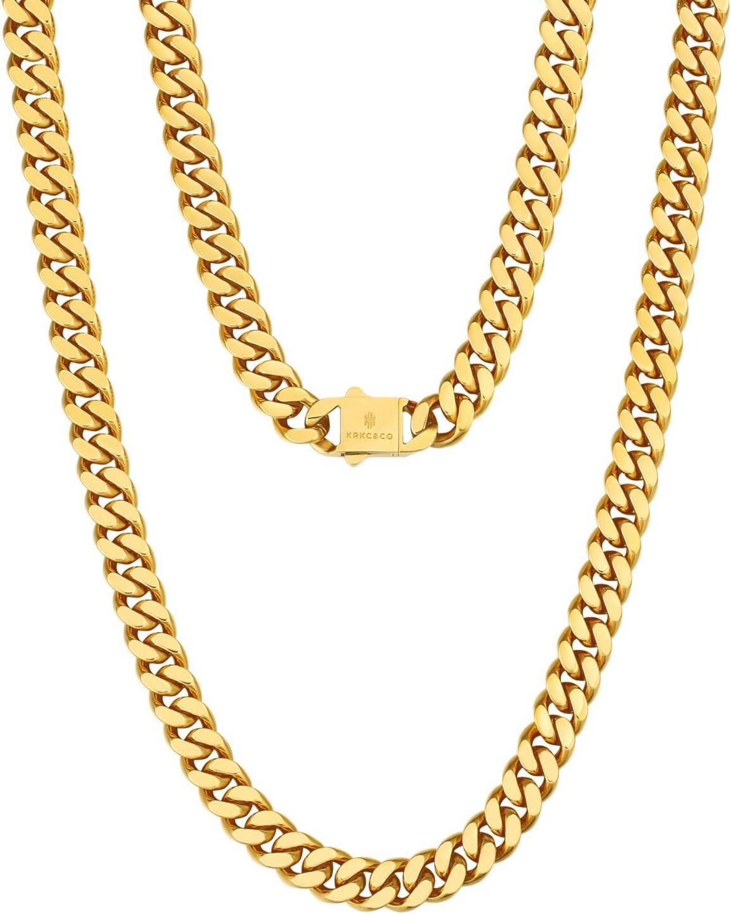 Gold Cuban Link Chain Herren Edelstahl Panzerkette 8/12/14mm