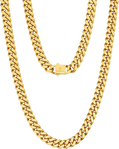 Gold Cuban Link Chain Herren Edelstahl Panzerkette 8/12/14mm