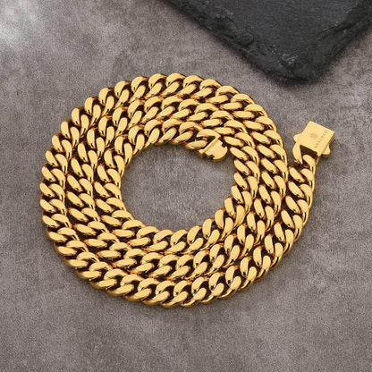 Gold Cuban Link Chain Herren Edelstahl Panzerkette 8/12/14mm