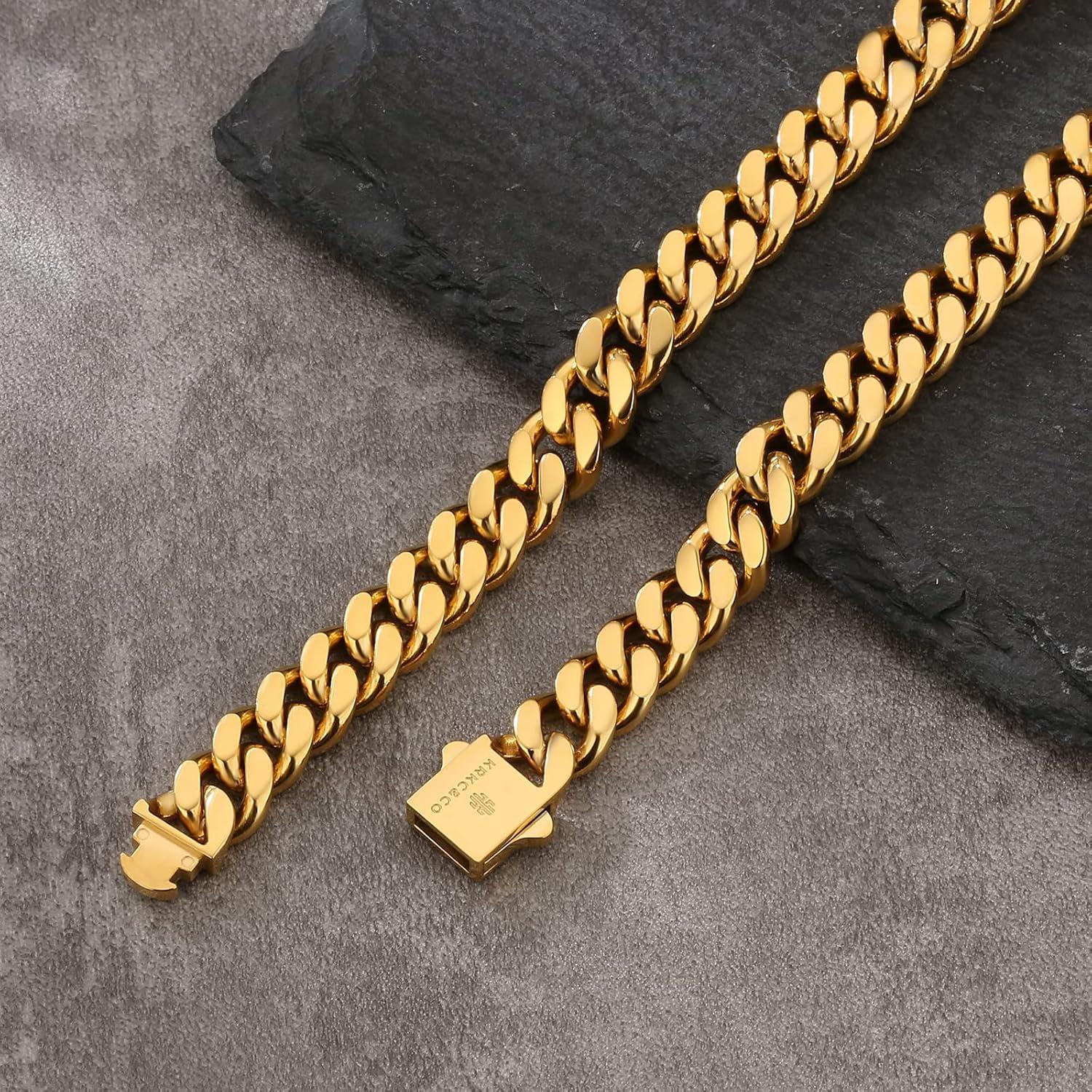 KRKC&CO Panzerkette Herren 18K Gold 61cm Cuban Link Chain