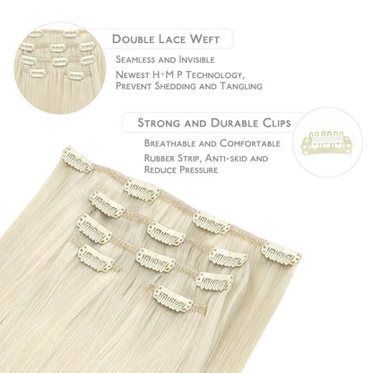 Echthaar Clip-in Extensions Platinblond 55cm - 85g
