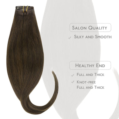 Echthaar Clip-in Extensions Dunkelbraun 35cm - 75g