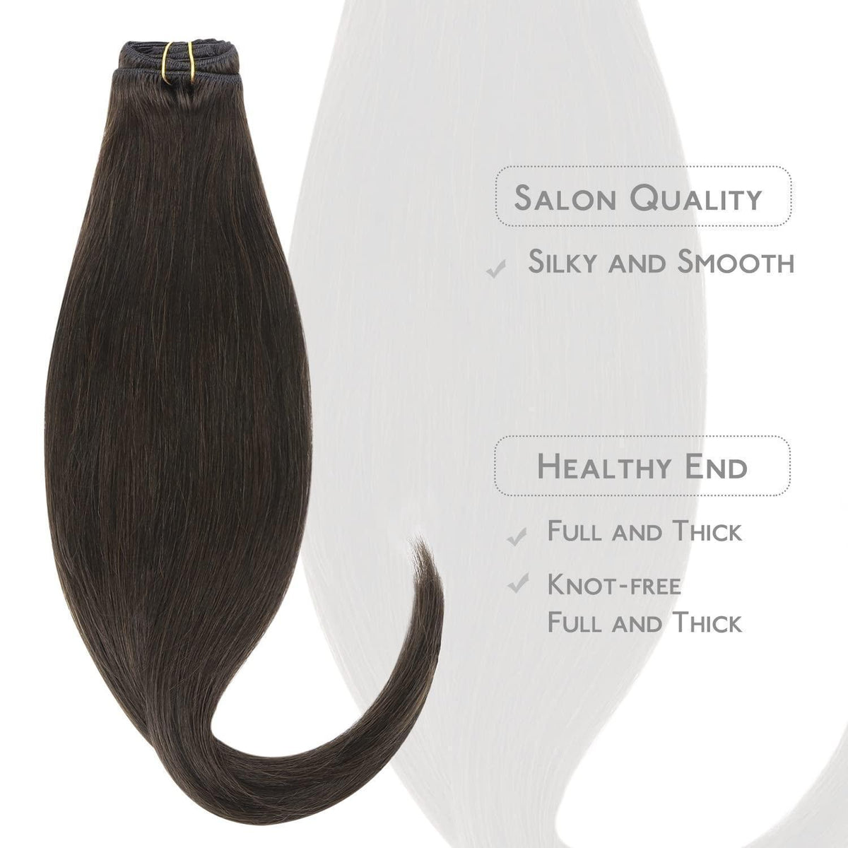 Echthaar Clip-in Extensions Dunkelbraun 50cm - 80g