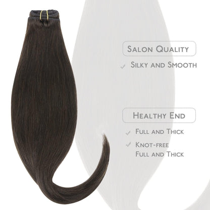 Echthaar Clip-in Extensions Dunkelbraun 50cm - 80g