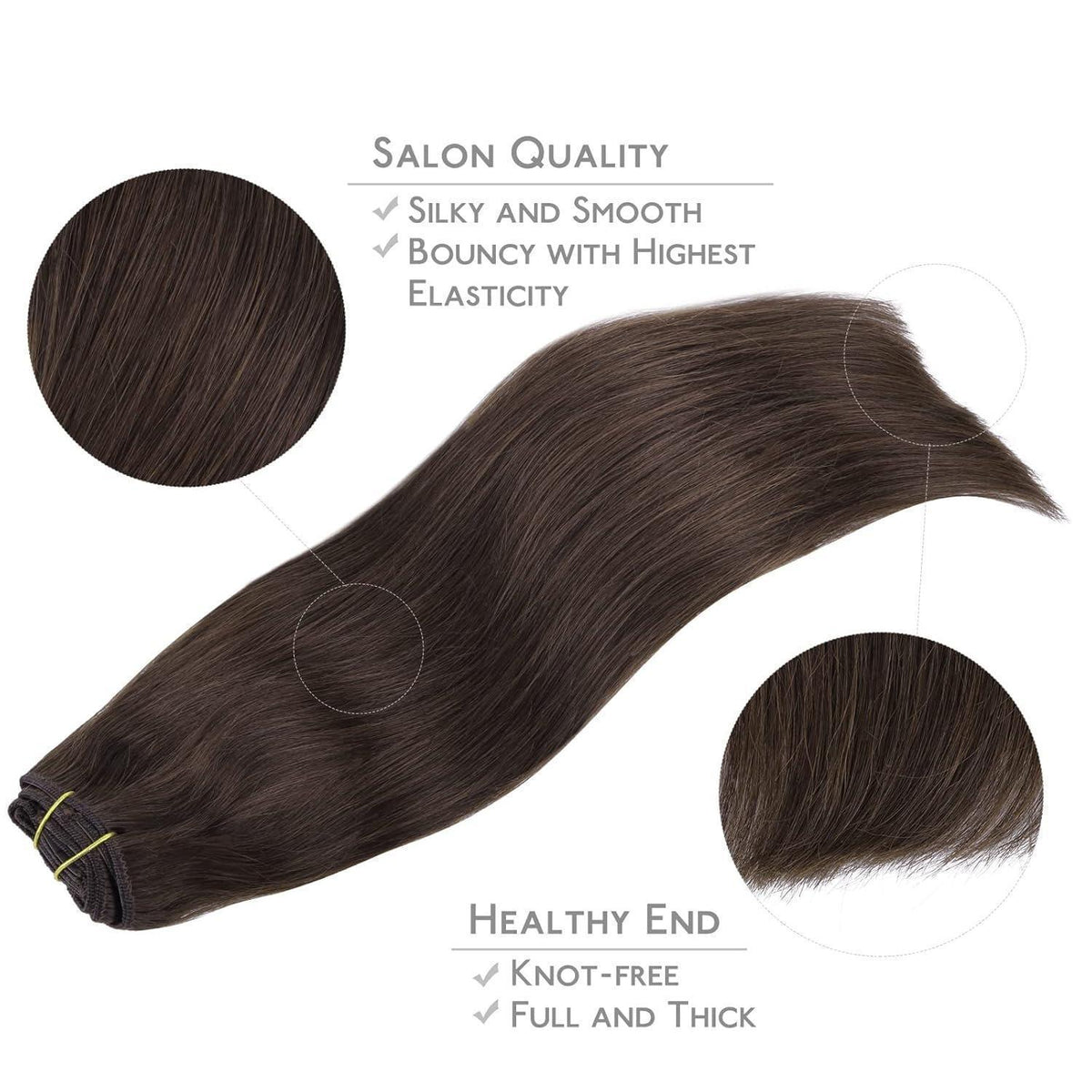 Clip-in Haarverlängerung Echthaar 35cm Dunkelbraun/Hellbraun