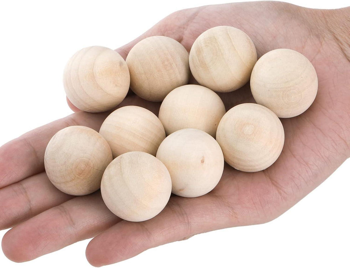 DEAYOU 200 PCS 2,5 cm Holzkugeln Bastelset - Naturholzperlen für DIY Ornamente & Schmuck