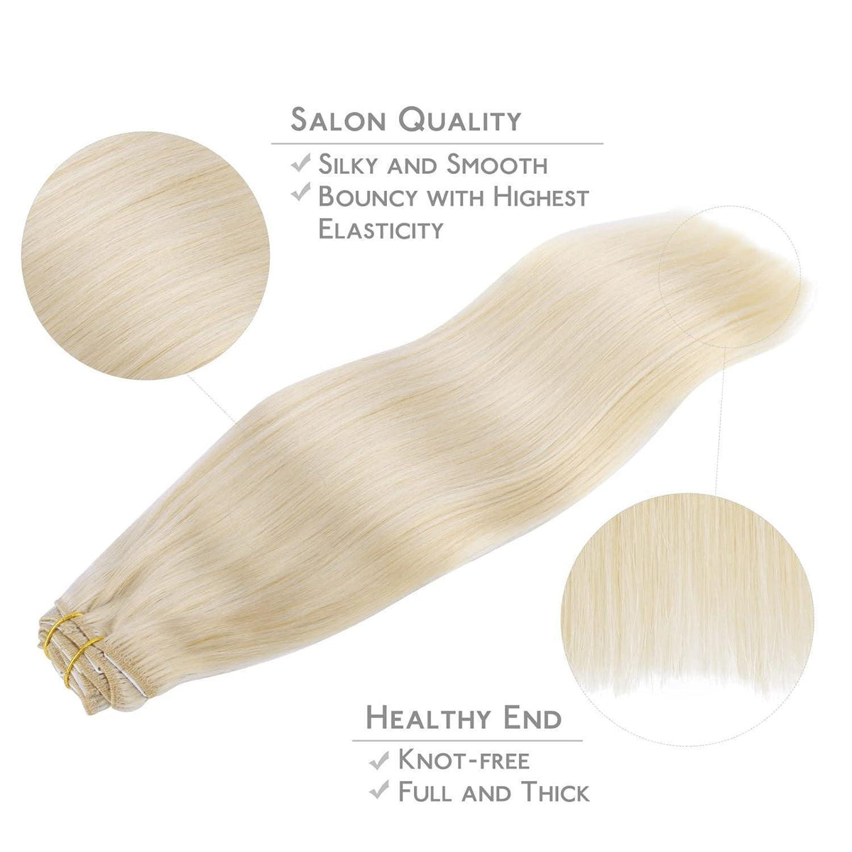 Echthaar Clip-Ins Platinblond (40cm, 150g)
