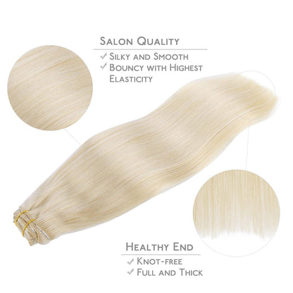 Echthaar Clip-Ins Platinblond (40cm, 150g)