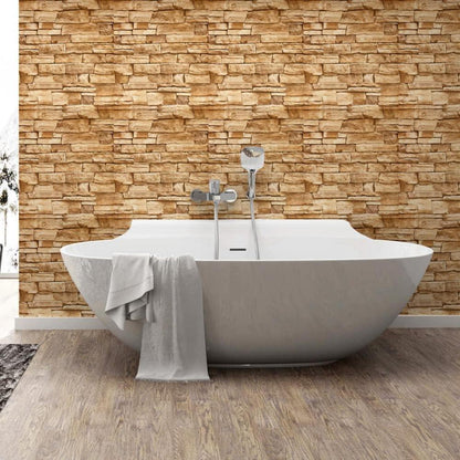 Selbstklebende Tapete Ziegel Vintage Backstein 45x300cm Gelb