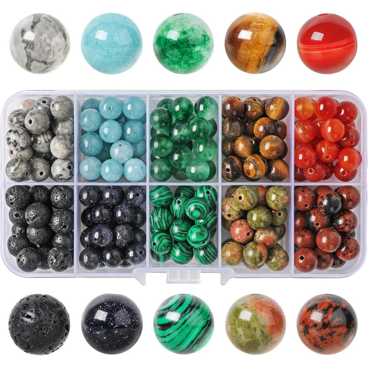 8mm Natürliche Edelsteinperlen - 200 Stück zum Schmuck Basteln