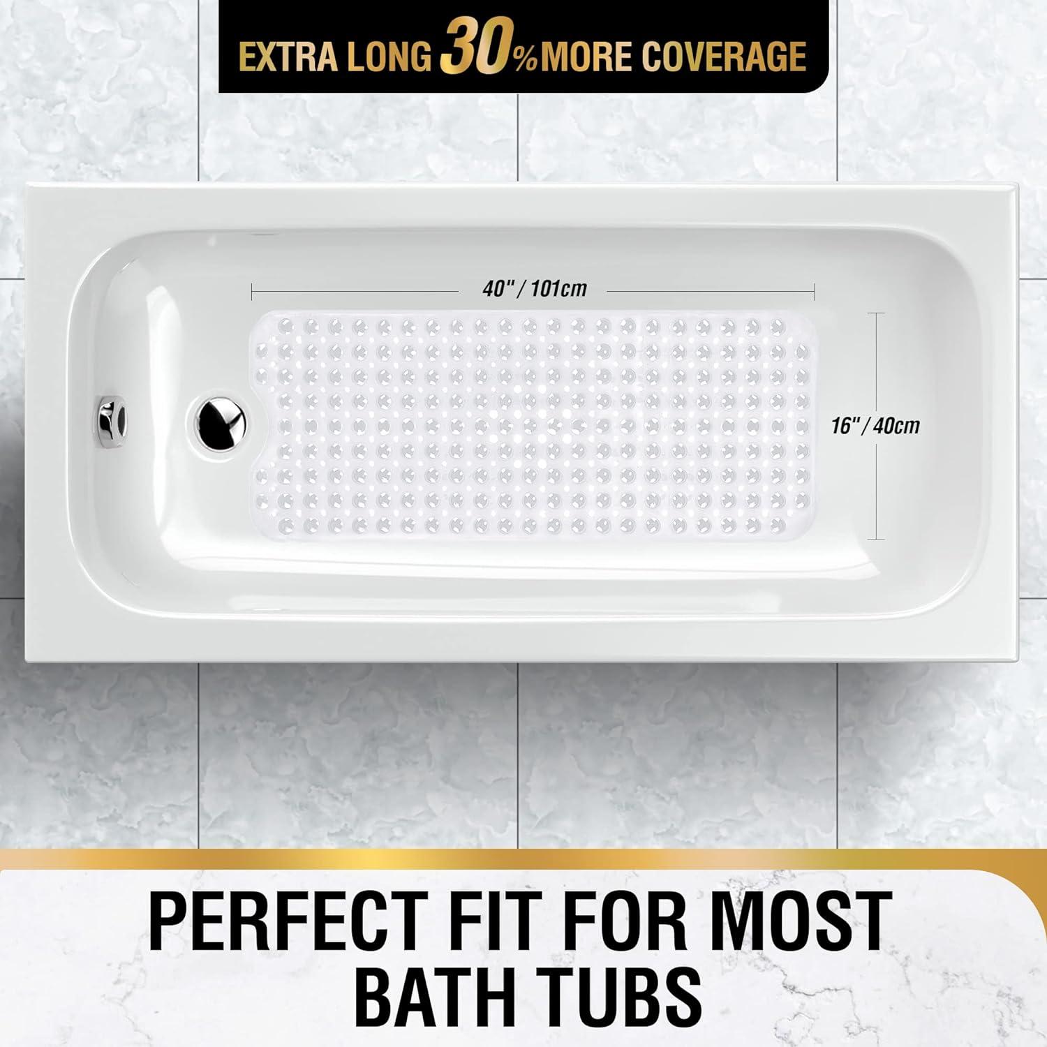 Badematte rutschfest 101x40cm extra lange Antirutschmatte für