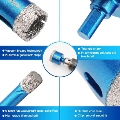 Diamant-Kernbohrerset für Fliesen, Marmor, Granit – 9tlg.