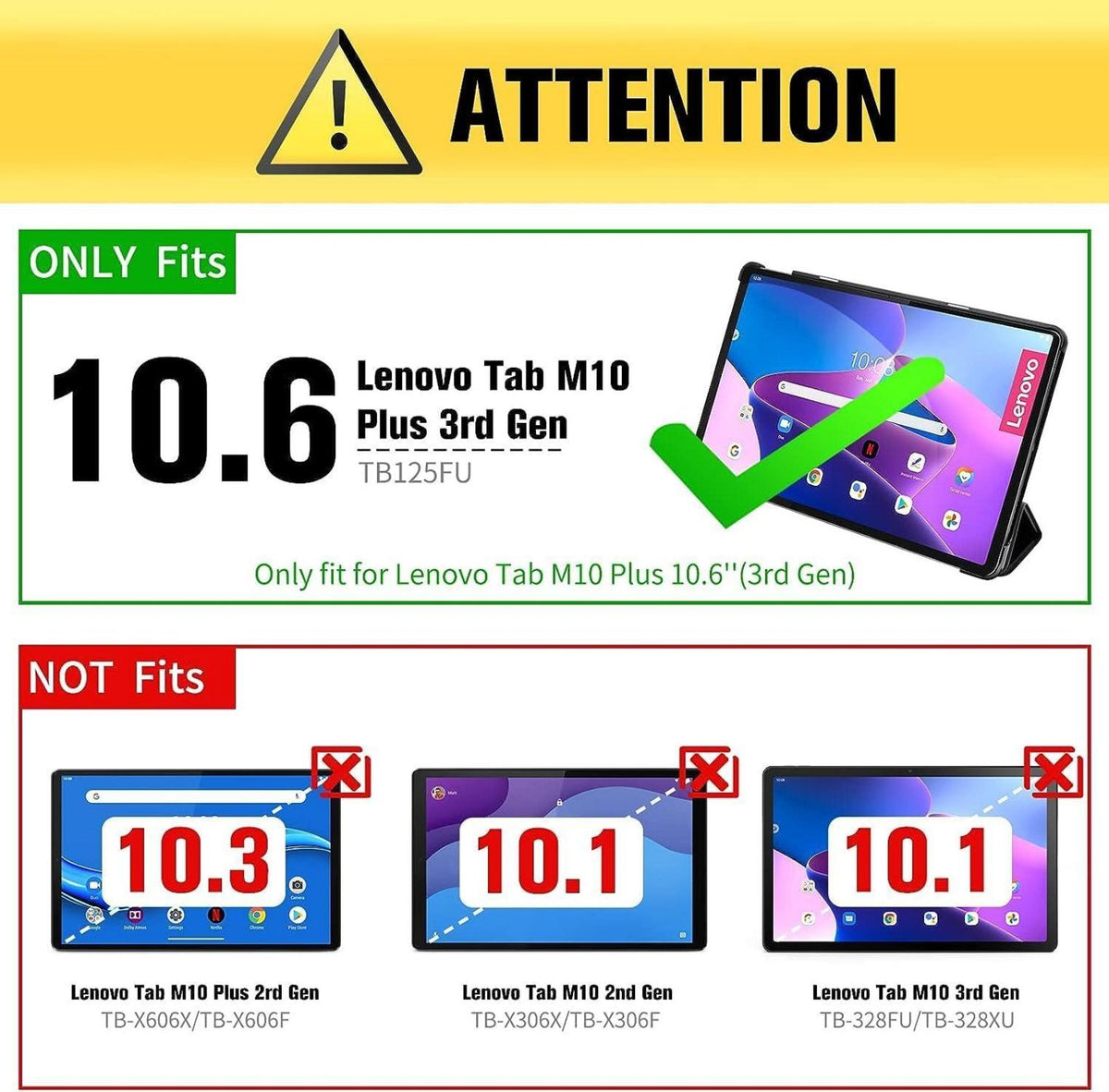 Schwarze PU Leder Hülle für Lenovo Tab M10 Plus 10,6 Zoll