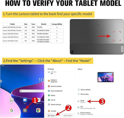 Hülle für Lenovo Tab M10 Plus 10,6 Zoll TB125FU/TB128FU Schwarz