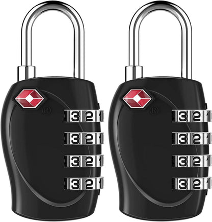 TSA Zahlencode Kofferschloss 4 stellig für Rucksack Schwarz 2er Set