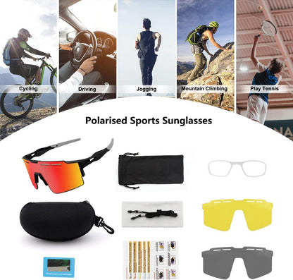 Fahrradbrille Polarisierte Sonnenbrille mit 3 Wechselgläser UV400