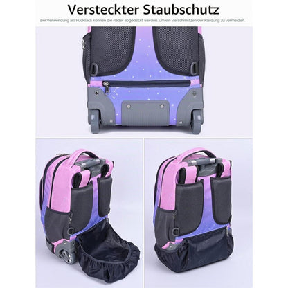 Trolley Rucksack mit Rollen – Wasserdichter Schulranzen für Kinder