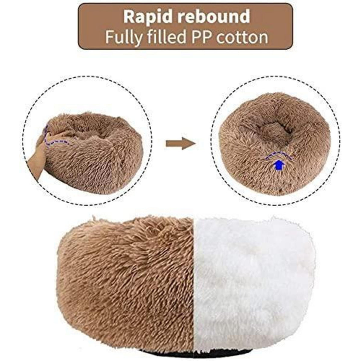 Flauschiges Hundebett Orthopädisch Braun Ø 120cm