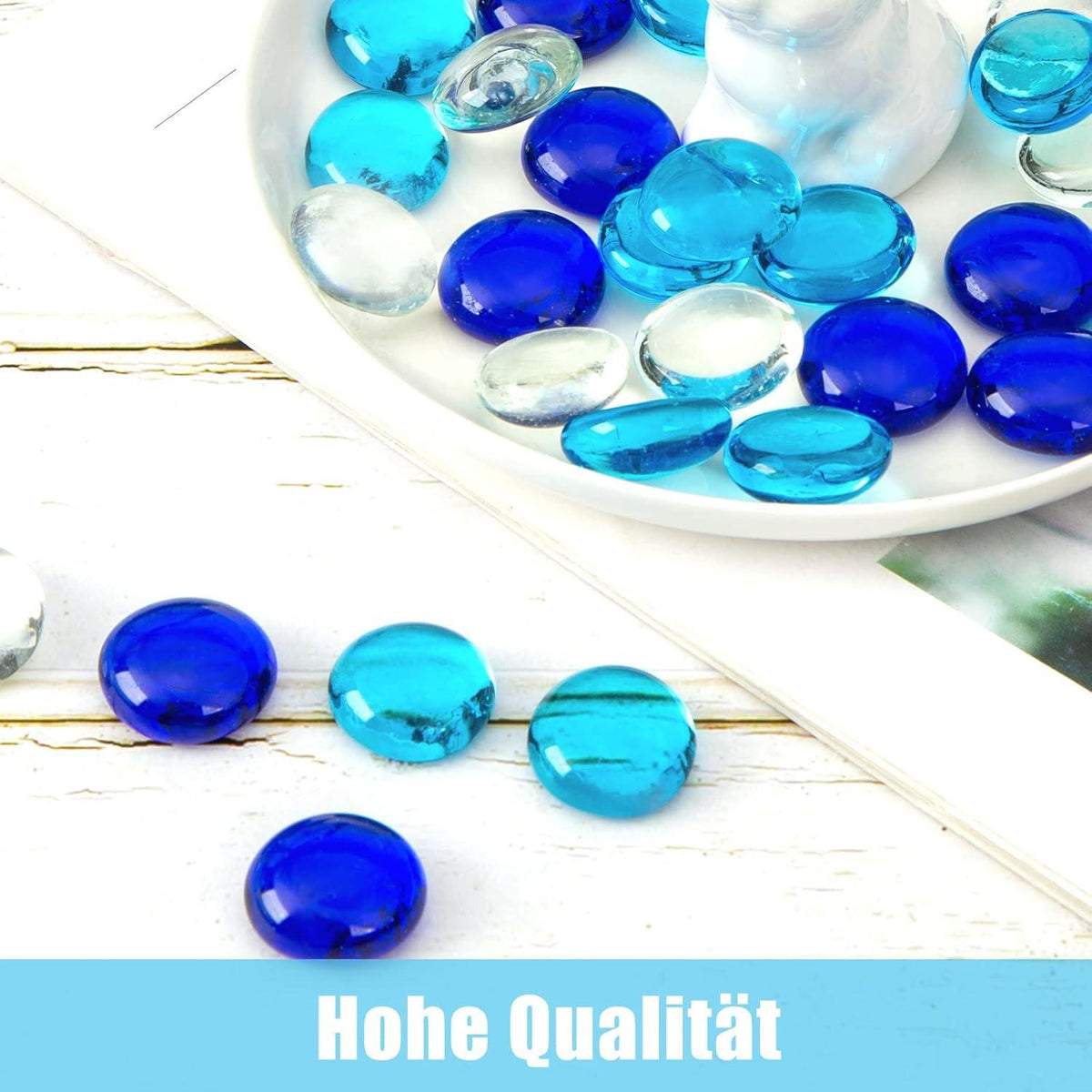 Glassteine Blau Transparent Deko Mosaik Cabochon 1500g