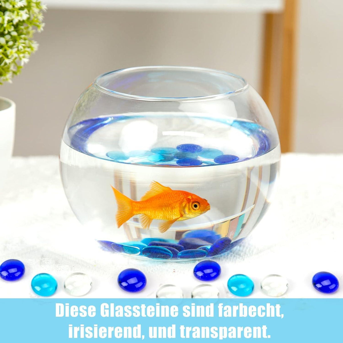 420 Glasnuggets Blau Weiß Deko Steine Mosaik Cabochon